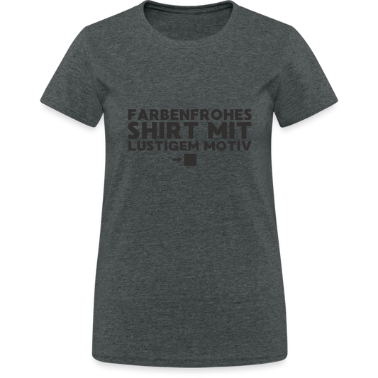 Farbenfrohes Shirt mit lustigem Motiv Black Edition Damen T-Shirt - Dunkelgrau meliert