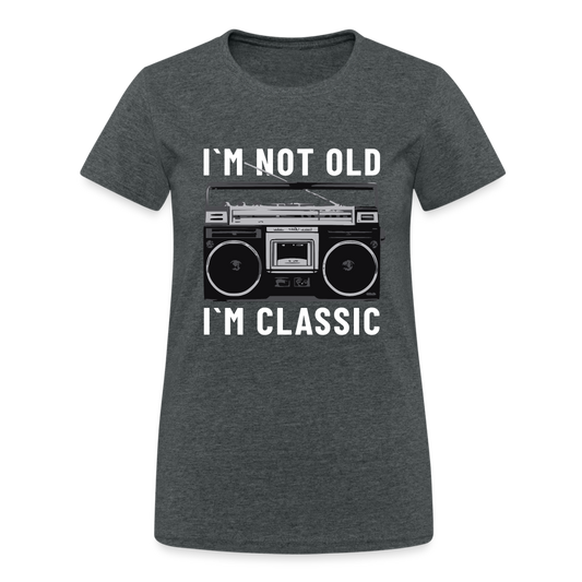 I´m not old I’m classic stereo cassette player Damen T-Shirt - Dunkelgrau meliert