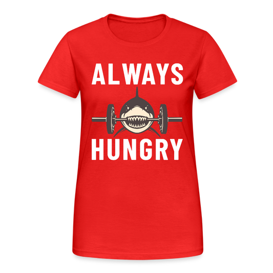 Always hungry shark barbell Damen T-Shirt - Rot