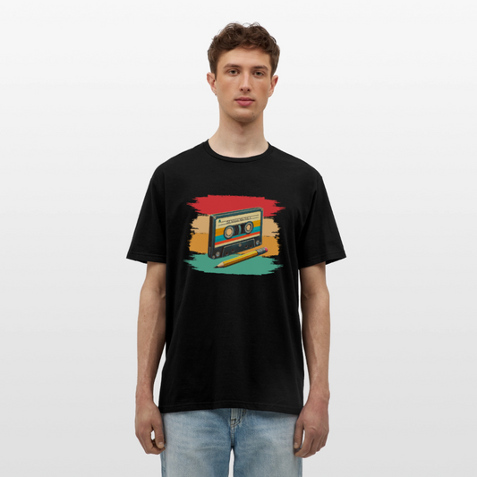 Retro Kassette und Bleistift Herren T-Shirt - Schwarz