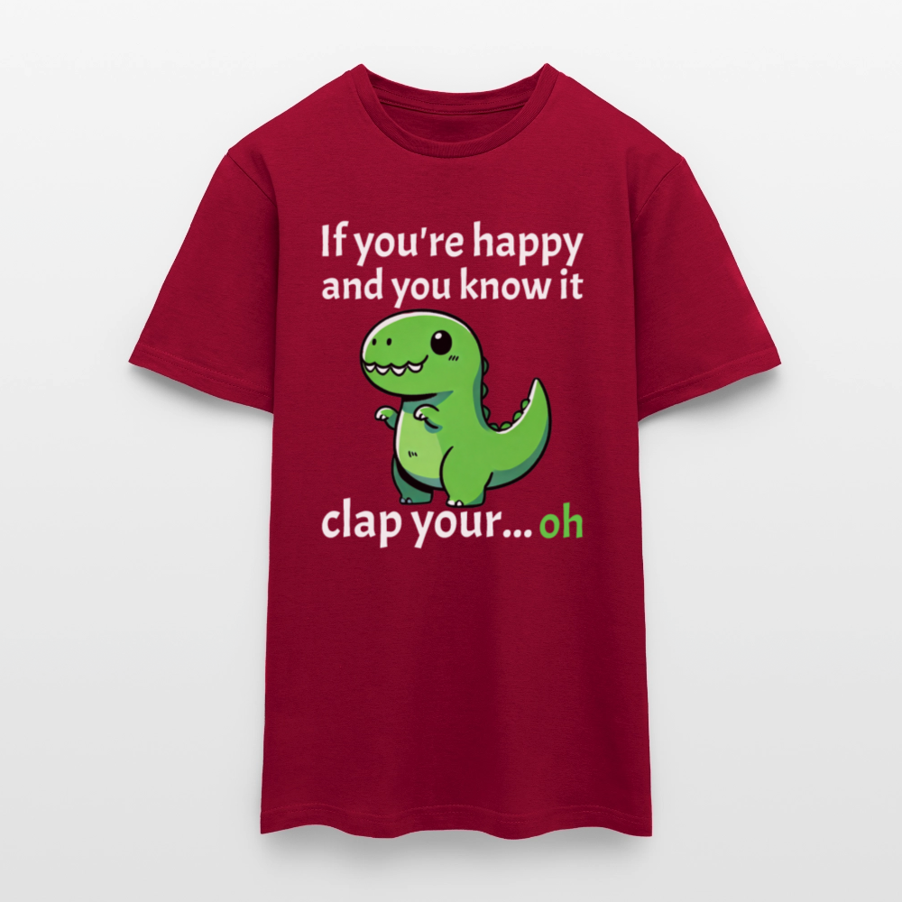 If you're happy and you know it clap your... Dino Herren T-Shirt - Ziegelrot