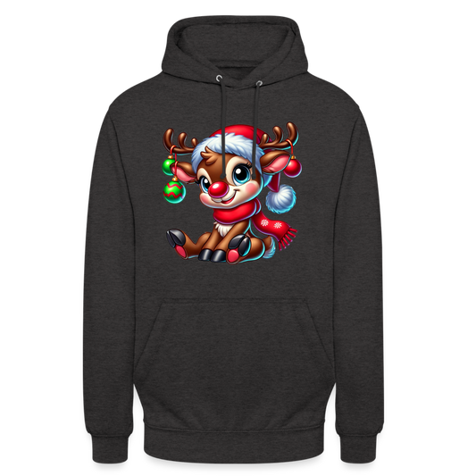 Weihnachts-Rentier Unisex Hoodie - Anthrazit
