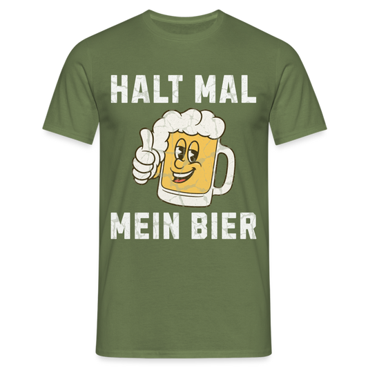 Halt mal mein Bier Illustration Herren T-Shirt - Militärgrün