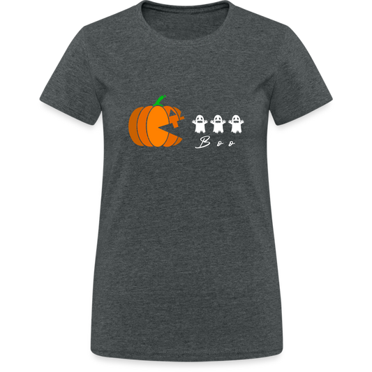 Pumpkin Haunt Halloween Kürbis und Geister Damen T-Shirt - Dunkelgrau meliert