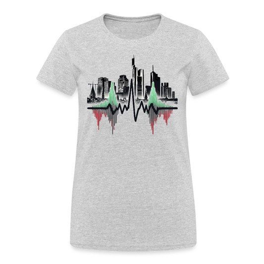 Frankfurt Skyline Trading EKG Damen T-Shirt - Grau meliert