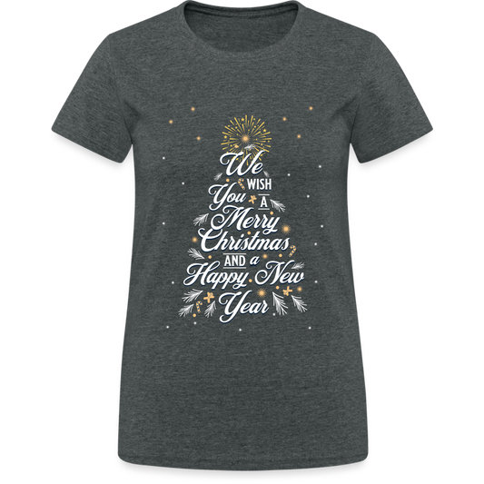 Christmas Happy New Year Damen T-Shirt - Dunkelgrau meliert