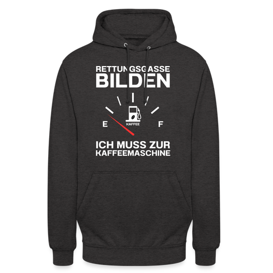 Rettungsgasse bilden ich muss zur Kaffeemaschine Unisex Hoodie - Anthrazit