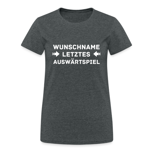JGA Shirt Wunschname letztes Auswärtsspiel Damen T-Shirt - Dunkelgrau meliert