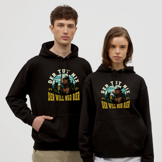 Der tut nix der will nur Bier Bär Unisex Hoodie - Schwarz
