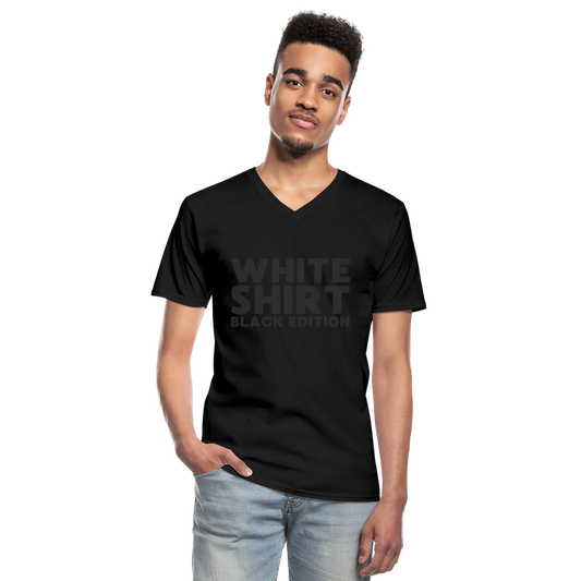 White Shirt Black Edition Herren T-Shirt V-Ausschnitt - Schwarz