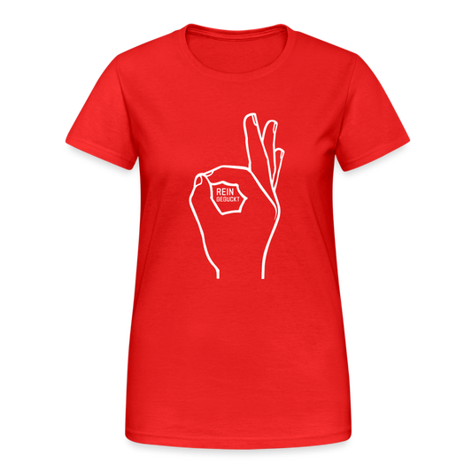 HAHA Reingeguckt Handzeichen lustig Damen T-Shirt - Rot
