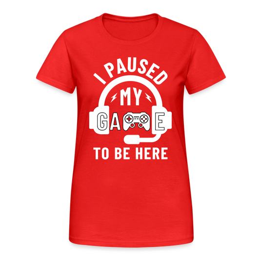 I Paused MY Game to be Here Gamer Headset Damen T-Shirt - Rot