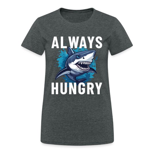 Always hungry shark Damen T-Shirt - Dunkelgrau meliert