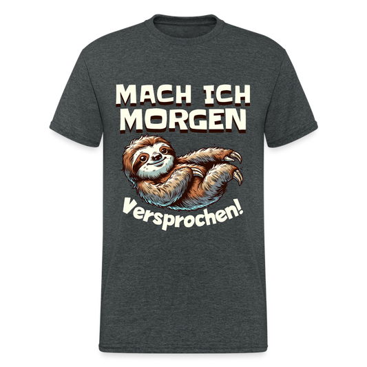 Mach ich morgen, versprochen Faultier Herren T-Shirt - Dunkelgrau meliert