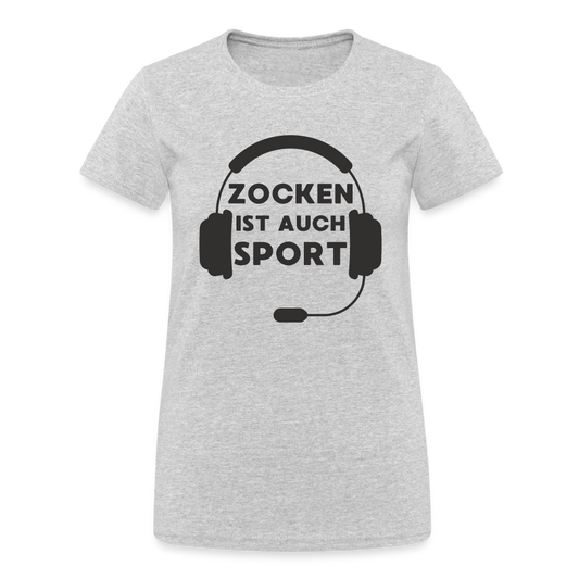 Zocken ist auch Sport Headset Damen T-Shirt - Grau meliert
