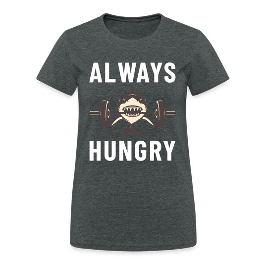 Always hungry shark barbell Damen T-Shirt - Dunkelgrau meliert