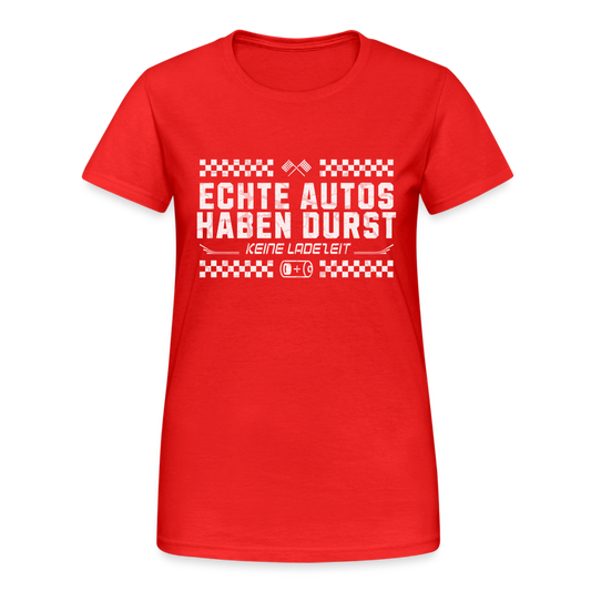 Echte Autos haben Durst Keine Ladezeit Illustration Damen T-Shirt - Rot