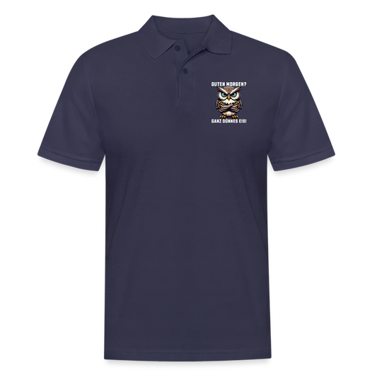 Guten Morgen? Ganz dünnes Eis, mürrische Eule, Grumpy Owl Herren Poloshirt - Navy