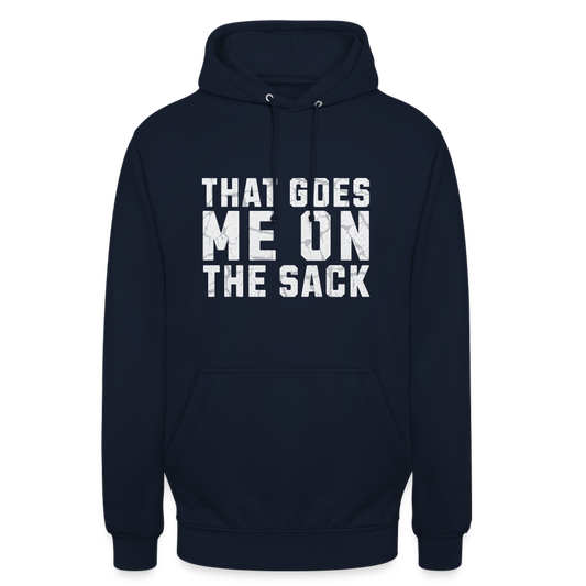 That Goes Me on the Sack Denglish Unisex Hoodie - Navy