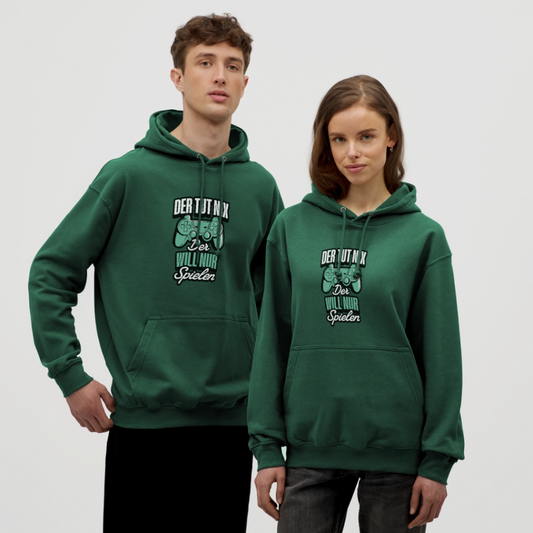 Der tut nix der will nur Spielen Gamer Unisex Hoodie - Flaschengrün