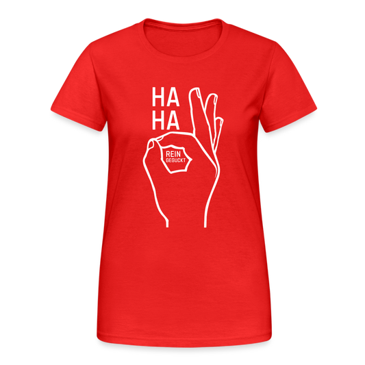 HAHA Reingeguckt Handzeichen lustig Damen T-Shirt - Rot