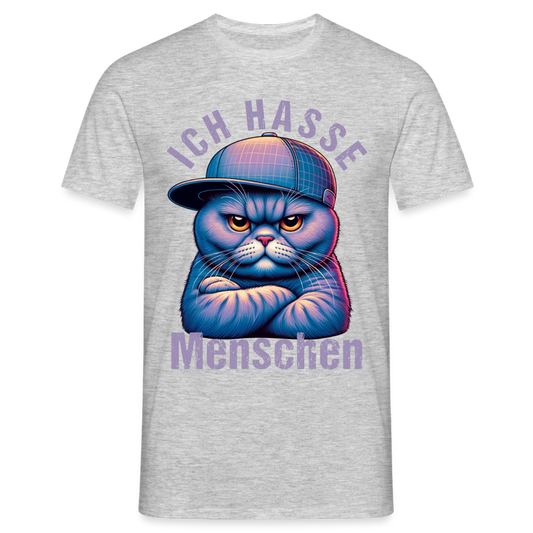 Ich hasse Menschen British Shorthair Cat Herren T-Shirt - Grau meliert