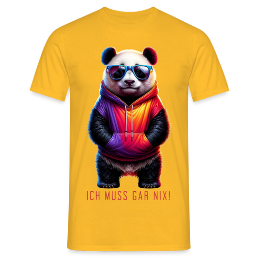 Ich muss gar nix! Panda Herren T-Shirt - Gelb