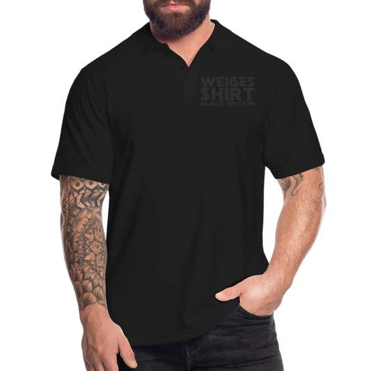 Weißes Shirt Black Edition Herren Poloshirt - Schwarz