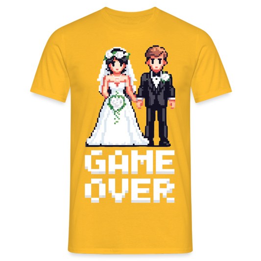 Game Over Wedding Retro Pixel Herren T-Shirt - Gelb