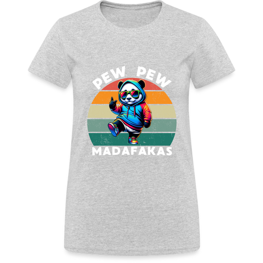 PEW PEW Madafakas Damen T-Shirt - Grau meliert