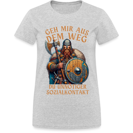Geh mir aus dem Weg, du unnötiger Sozialkontakt Wikinger Damen T-Shirt - Grau meliert