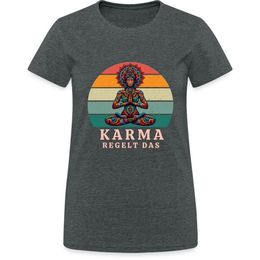 Karma regelt das Damen T-Shirt - Dunkelgrau meliert