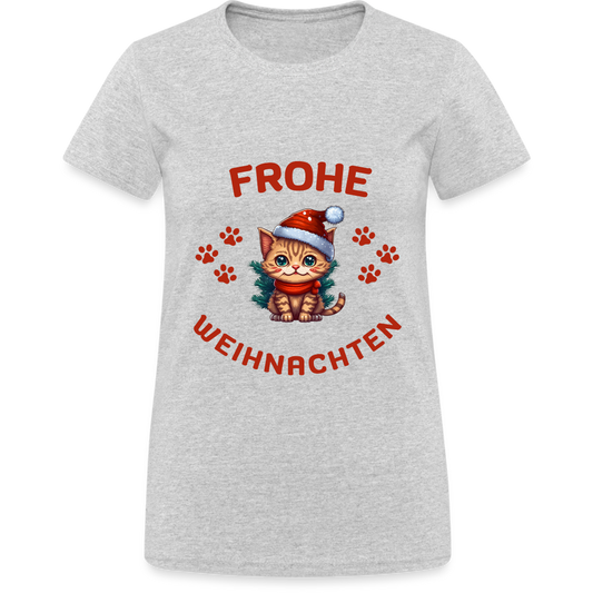 Frohe Weihnachten Merry Catmas Damen T-Shirt - Grau meliert