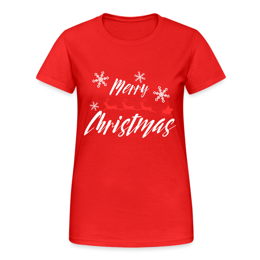 Merry Christmas Sleigh Spirit Damen T-Shirt - Rot