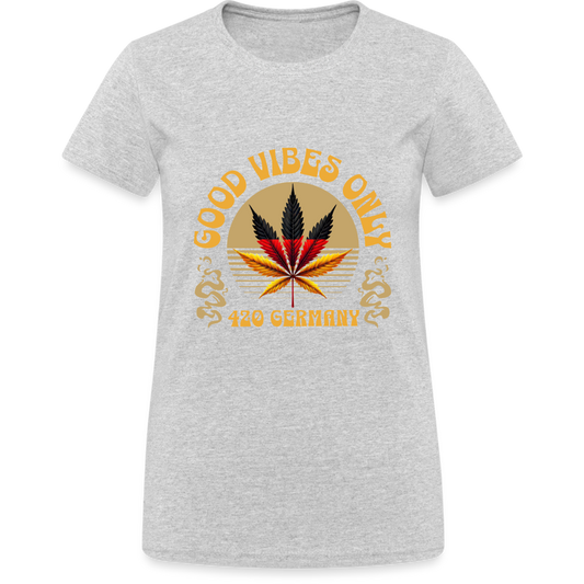 Good vibes only Cannabis 420 Germany Damen T-Shirt - Grau meliert