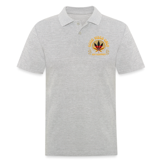 Good vibes only Cannabis 420 Germany Herren Poloshirt - Grau meliert