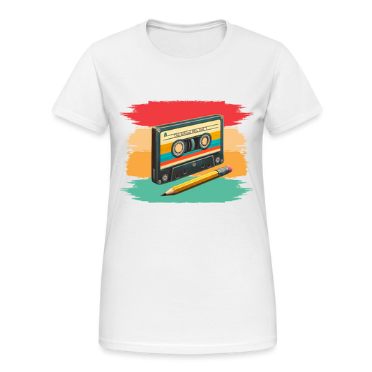 Retro Kassette und Bleistift Damen T-Shirt - Weiß