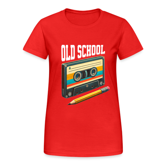 Retro Kassette und Bleistift Old School Damen T-Shirt - Rot