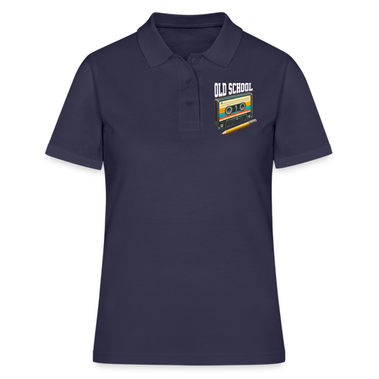 Retro Kassette und Bleistift Old School Damen Poloshirt - Navy