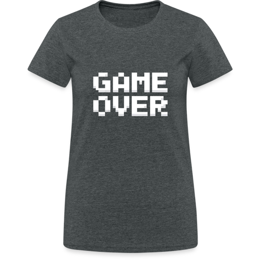 Game Over Retro Pixel Damen T-Shirt - Dunkelgrau meliert