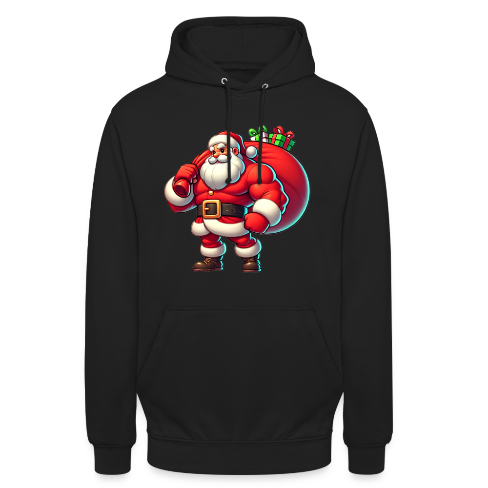 Weihnachtsmann Muskel Mann Unisex Hoodie - Schwarz