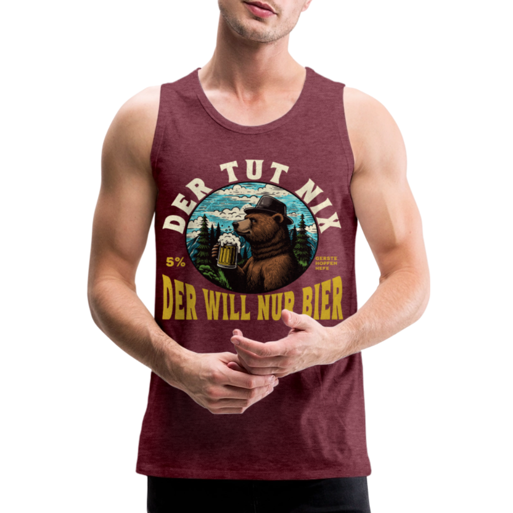 Der tut nix der will nur Bier Bär Herren Premium Tank Top - Bordeauxrot meliert