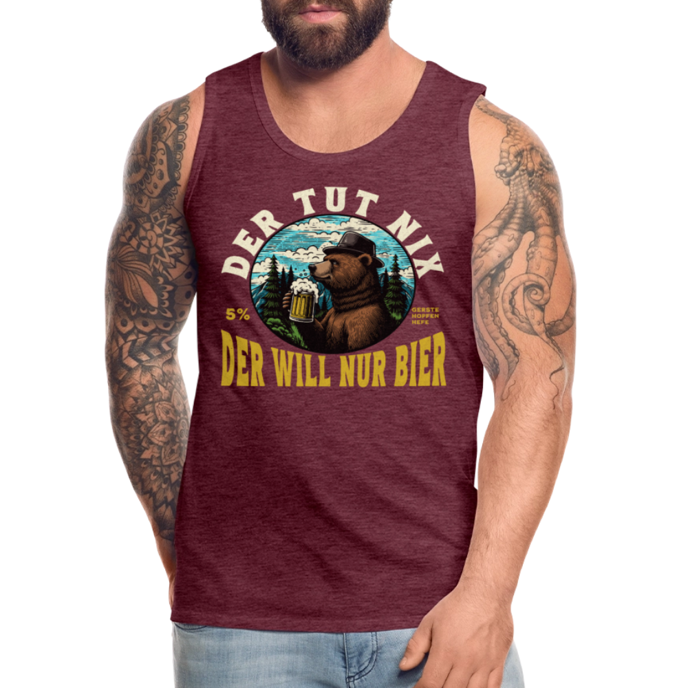 Der tut nix der will nur Bier Bär Herren Premium Tank Top - Bordeauxrot meliert