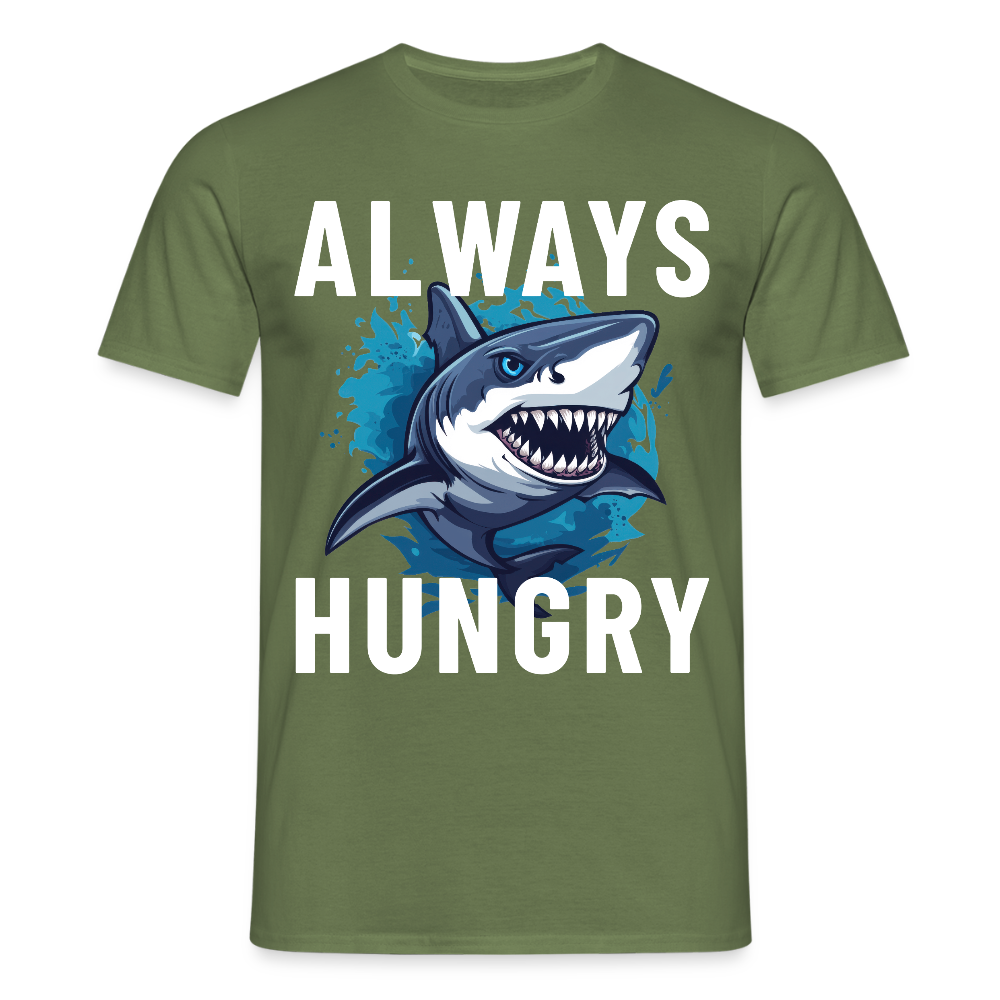 Always hungry shark Herren T-Shirt - Militärgrün