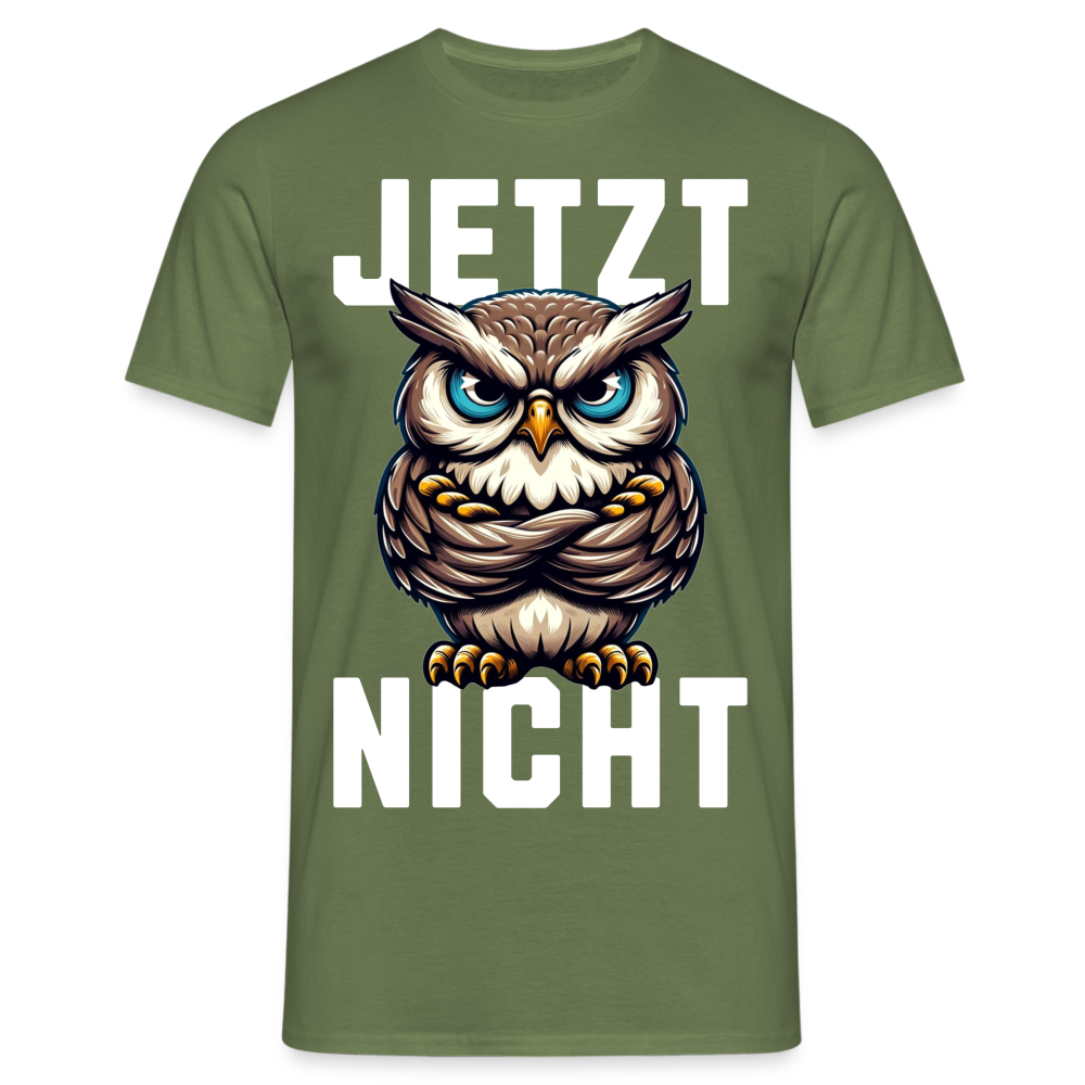 JETZT NICHT mürrische Eule, Grumpy Owl Herren T-Shirt - Militärgrün