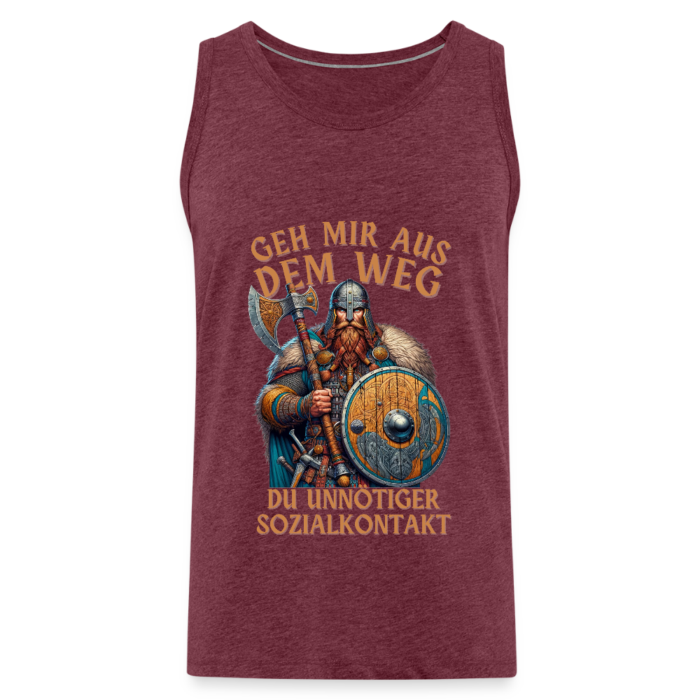 Geh mir aus dem Weg, du unnötiger Sozialkontakt Wikinger Herren Premium Tank Top - Bordeauxrot meliert
