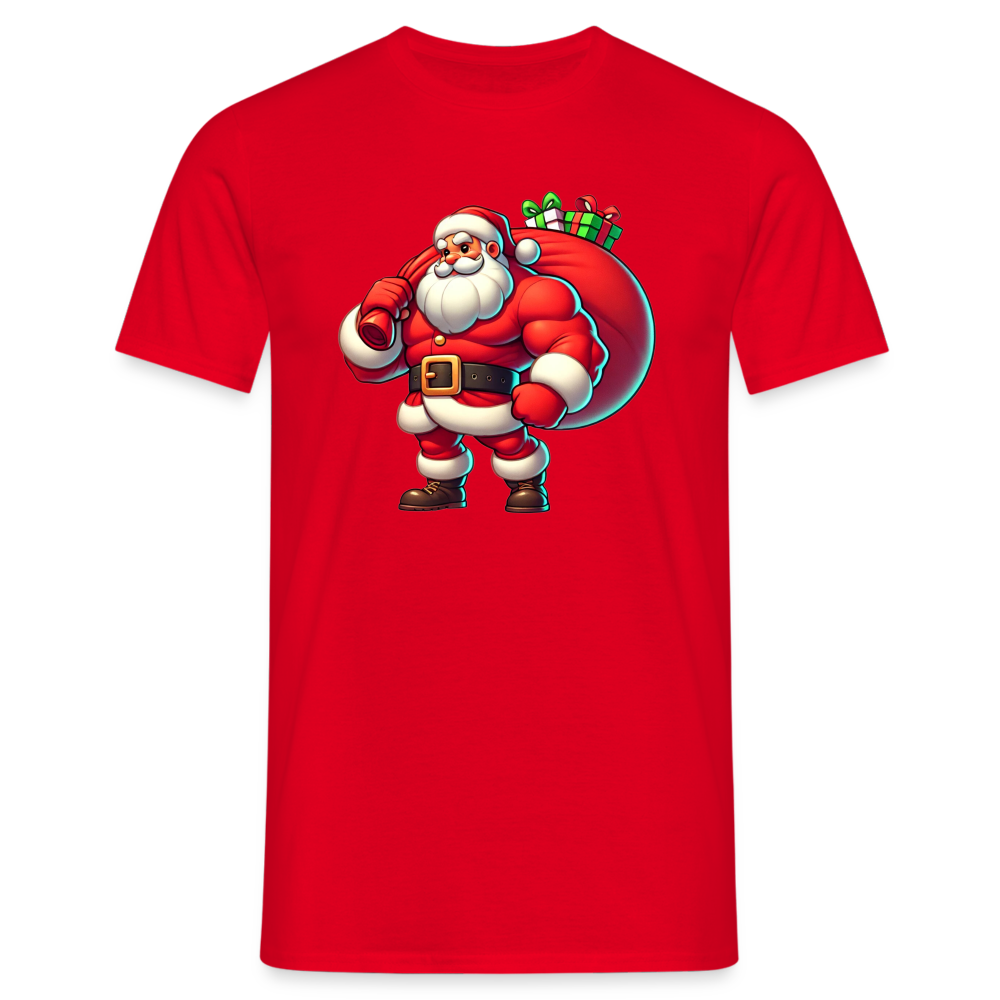 Weihnachtsmann Muskel Mann Herren T-Shirt - Rot