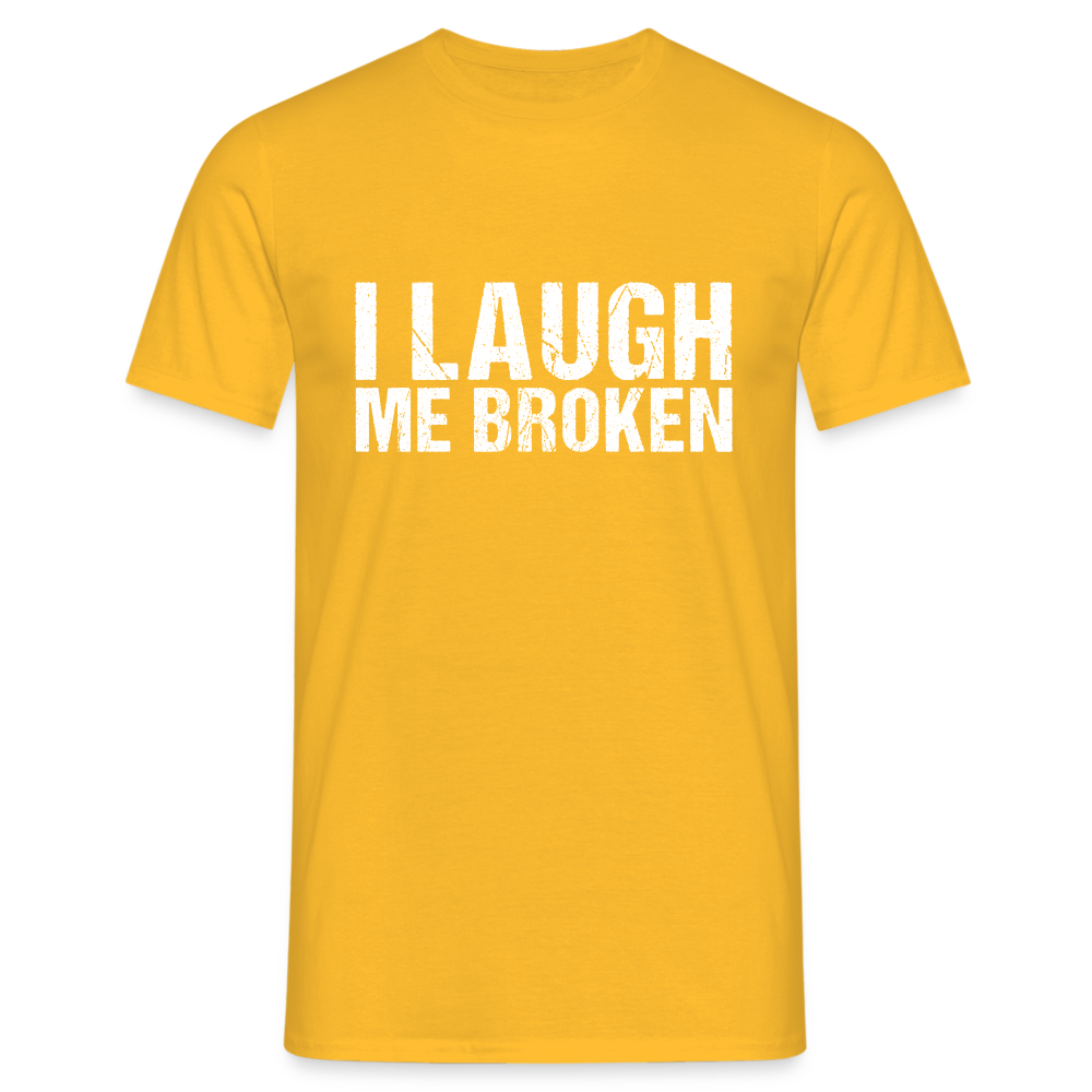 I Laugh me broken Denglish Herren T-Shirt - Gelb