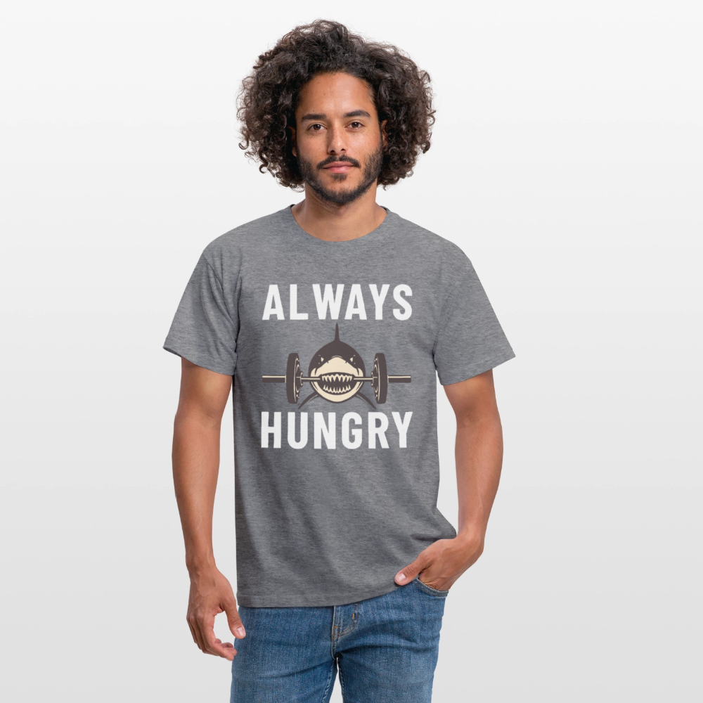 Always hungry shark barbell Herren T-Shirt - Graphit meliert