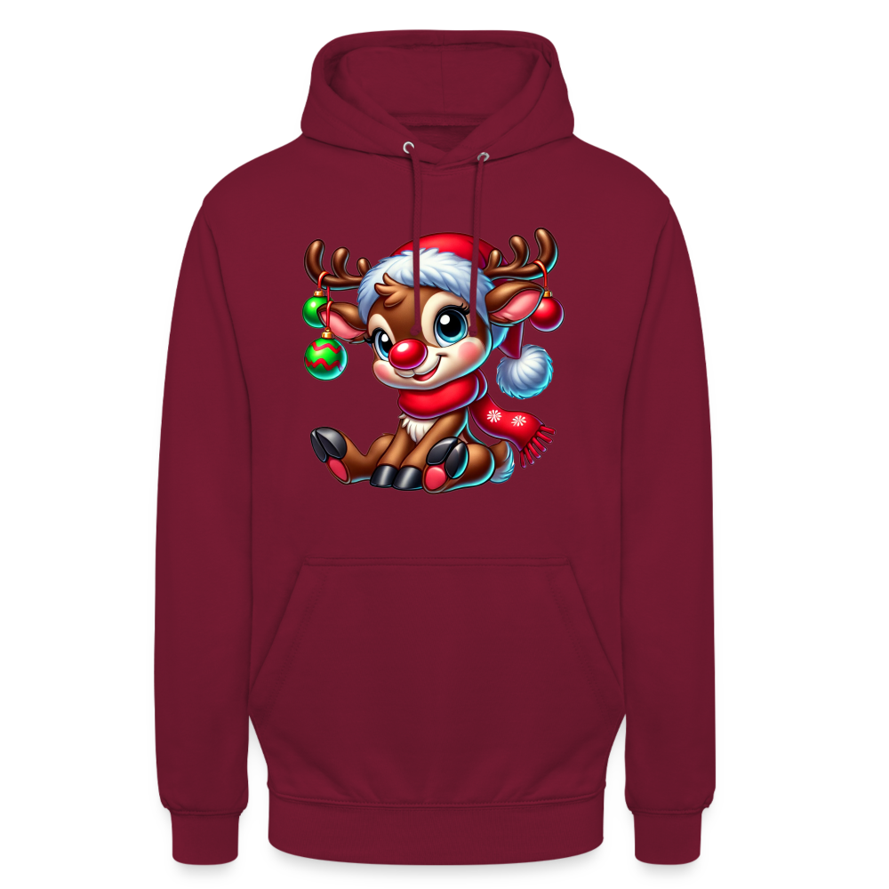 Weihnachts-Rentier Unisex Hoodie - Bordeaux